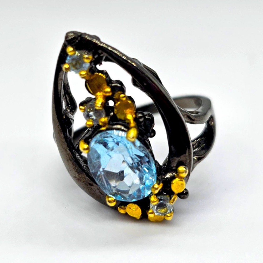 Blue Topaz Unique Ring